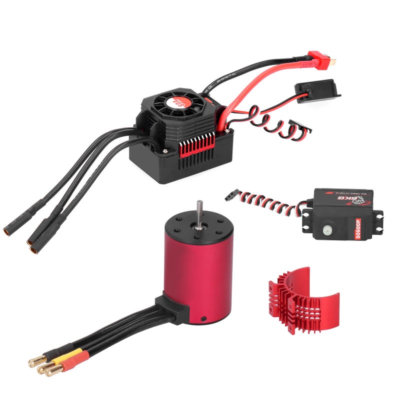 RC Motor ESC: 4-Pole 12-Slot High-Torsion 6061-T6 Aluminum Heat Fin - Low Friction ABEC5 Sealed Bearing Motor Servo for 1/10 1/18 Brushless RC Cars - Image 5