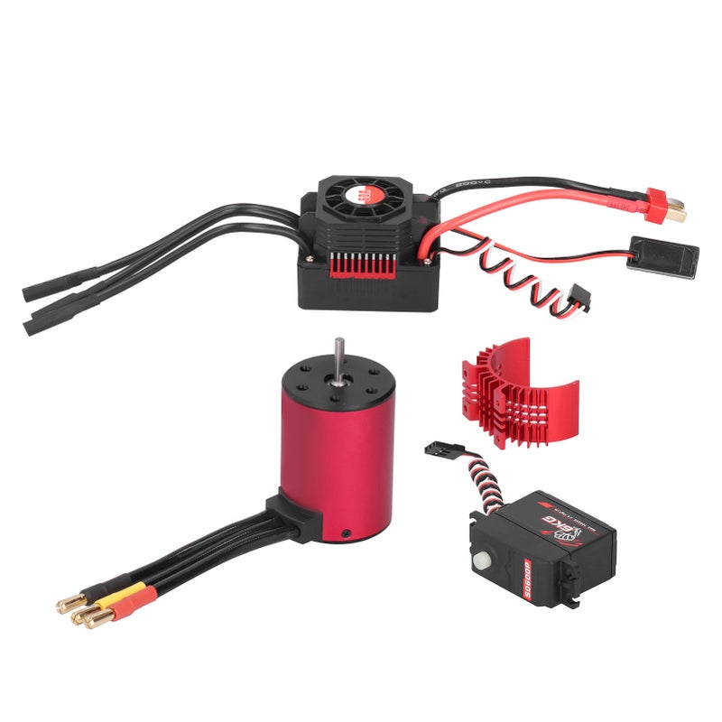 RC Motor ESC: 4-Pole 12-Slot High-Torsion 6061-T6 Aluminum Heat Fin - Low Friction ABEC5 Sealed Bearing Motor Servo for 1/10 1/18 Brushless RC Cars - Image 4