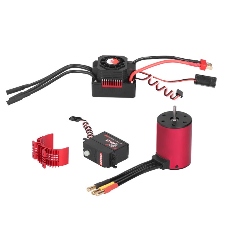 RC Motor ESC: 4-Pole 12-Slot High-Torsion 6061-T6 Aluminum Heat Fin - Low Friction ABEC5 Sealed Bearing Motor Servo for 1/10 1/18 Brushless RC Cars - Image 2