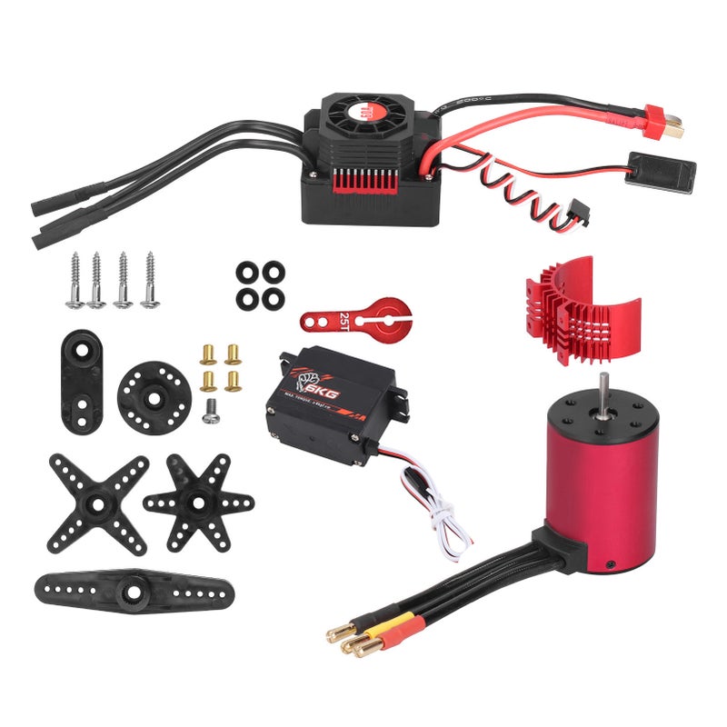 RC Motor ESC: 4-Pole 12-Slot High-Torsion 6061-T6 Aluminum Heat Fin - Low Friction ABEC5 Sealed Bearing Motor Servo for 1/10 1/18 Brushless RC Cars - Image 1