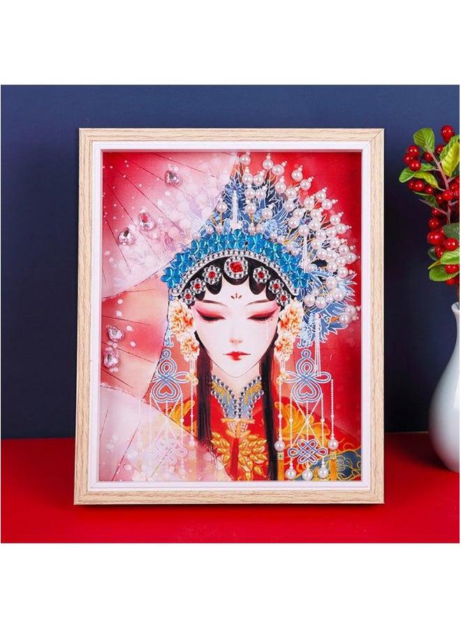 National Tide Style Opera Painting Peking Decorative Photo Frame Year Handmade DIY Material Package Group Building Warm-up Parent-Child-Color:Floral Shirt - Image 1