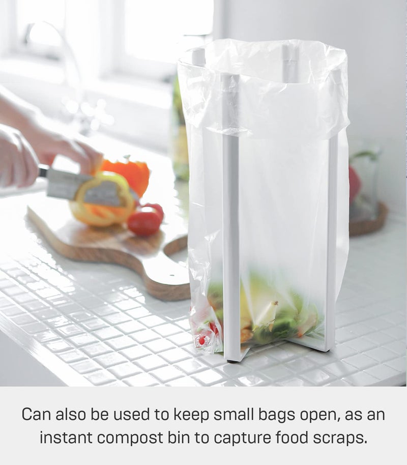 YAMAZAKI home 6784 Kitchen Multi Eco Stand-Multifunctional Plastic Bag Holder, One Size, White - Image 3