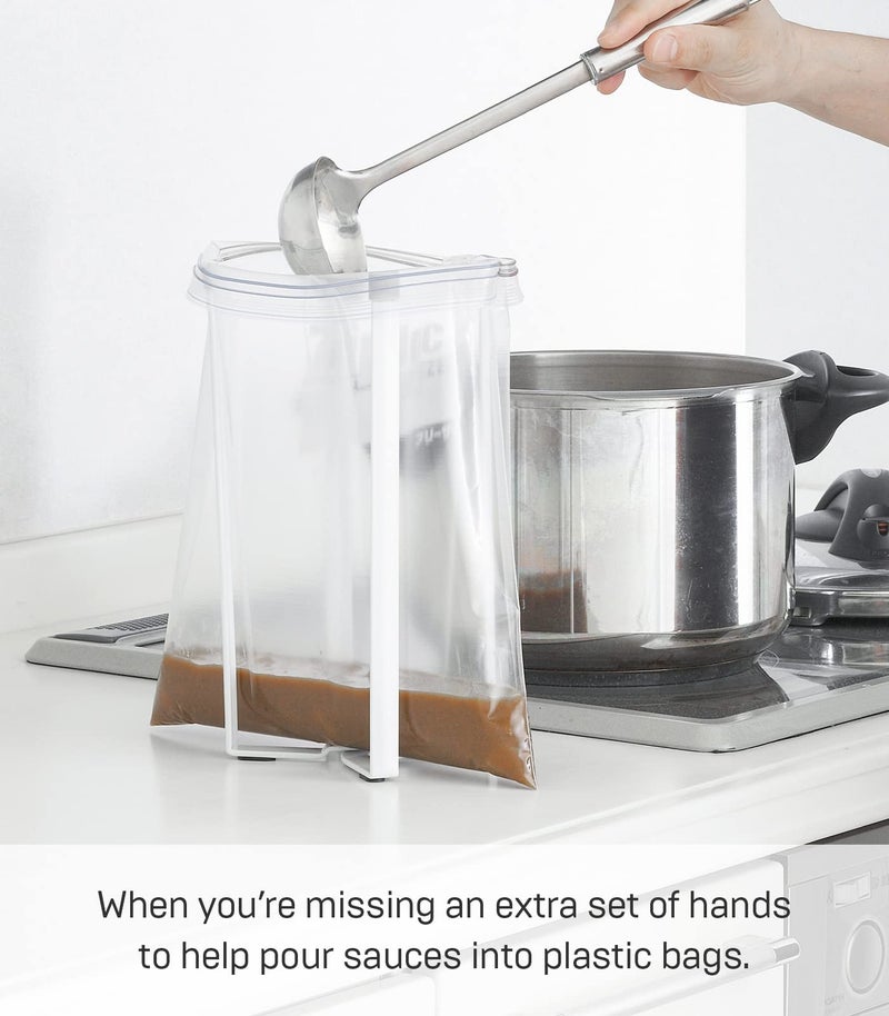 YAMAZAKI home 6784 Kitchen Multi Eco Stand-Multifunctional Plastic Bag Holder, One Size, White - Image 4