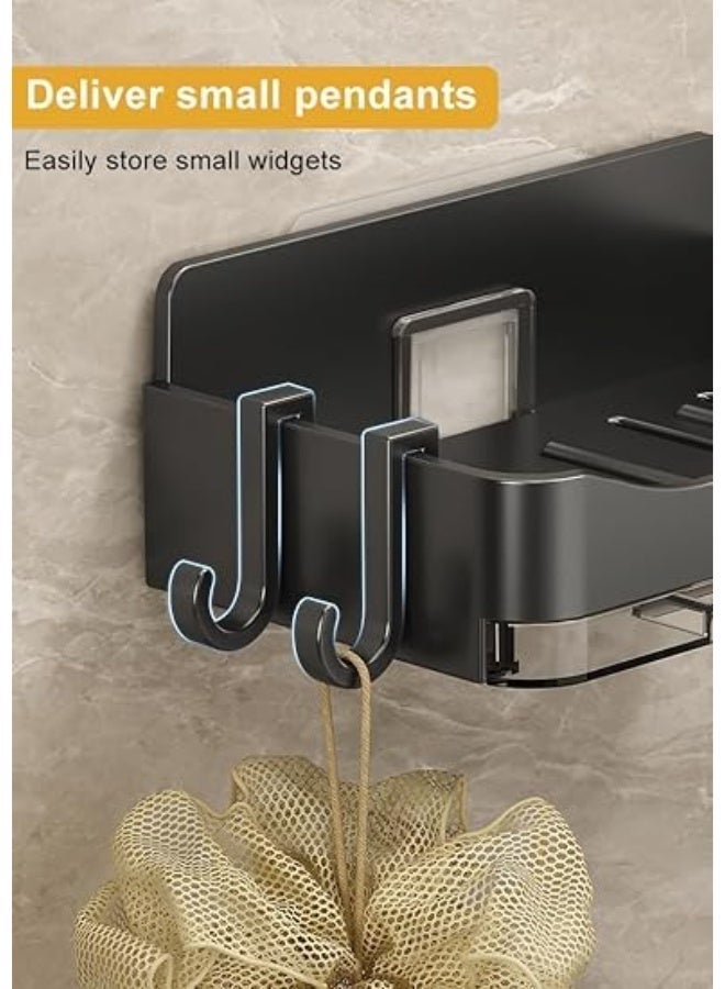 2 Pack Wall Mounted Soap Holder, Bathroom Bar Soap Dish with Drain Tray, Self-Draining Adhesive Soap Box for Shower, Bathroom, and Kitchen Counter (Black) - Image 4