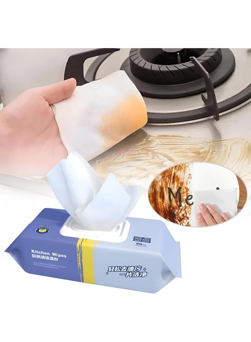 Heavy-Duty Grease Removal Wipes – Super Absorbent Kitchen Cleaning Towels for Quick Spill Control, Multi-Purpose Disposable Wipes for Daily Use – 80 Count - Image 1