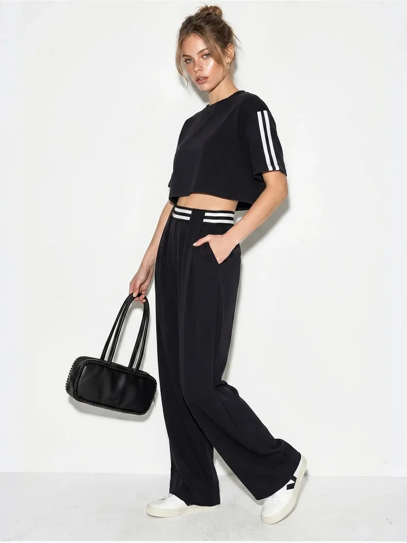 بيانكو لوتشي LUCCI 2-Piece Crew Neck T-Shirt And Wide Leg Trousers Set