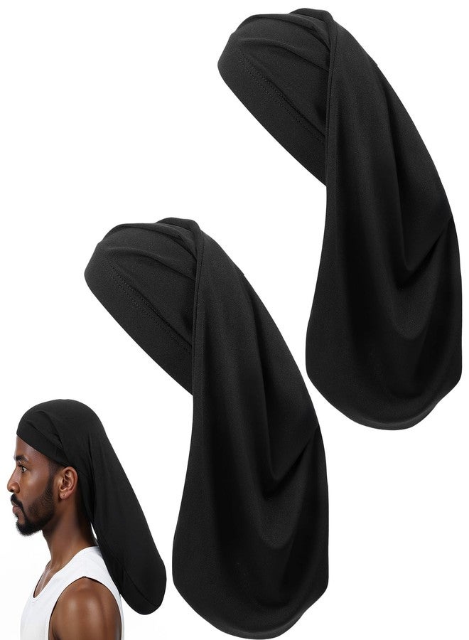Thrymme 2 Pcs Dread Cap, Loc Sock for Men with Extra Large Design for Long Dreads & Braids (Black, One Size) - Image 1