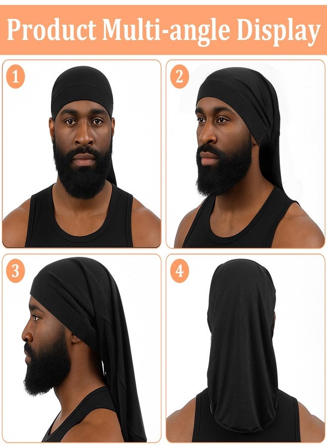 Thrymme 2 Pcs Dread Cap, Loc Sock for Men with Extra Large Design for Long Dreads & Braids (Black, One Size) - Image 4