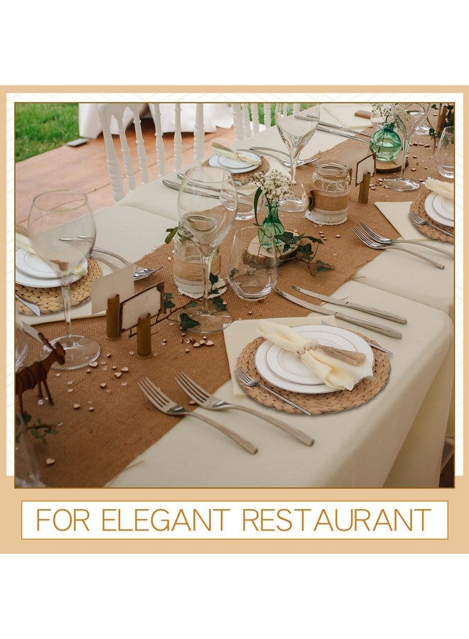Gejoy Gejoy Boho Woven Placemats Wood Bead Napkin Rings with Dinner Napkins Cloth Round Water Hyacinth Placemats Heat Resistant Mats Wooden Rings for Plates Wedding Dining Table(18 Pcs)  - Image 5