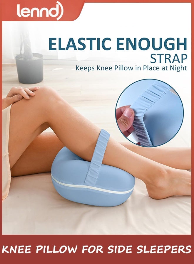 LENND Knee Pillow for Side Sleepers - Hip Pain Relief, Memory Foam Leg Pillow for Side Sleeping, Between Legs Pillow for Sciatica Lower Back Pain, Knee Pillow with Ice Silk Cover and Elastic Strap - Image 4