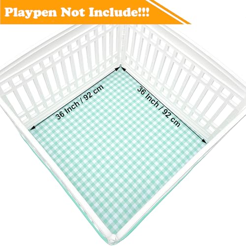 THINMUHAND Dog Playpen Bottom Pad Fits for 36 Inch 4 Panels Exercise Pet Playpen, Dog Crate Pad Puppy, Hoop and Loop Design (Note: Playpen Not Included). (GreenCheck) - Image 2