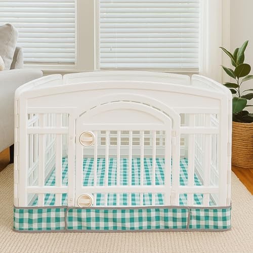 THINMUHAND Dog Playpen Bottom Pad Fits for 36 Inch 4 Panels Exercise Pet Playpen, Dog Crate Pad Puppy, Hoop and Loop Design (Note: Playpen Not Included). (GreenCheck) - Image 4