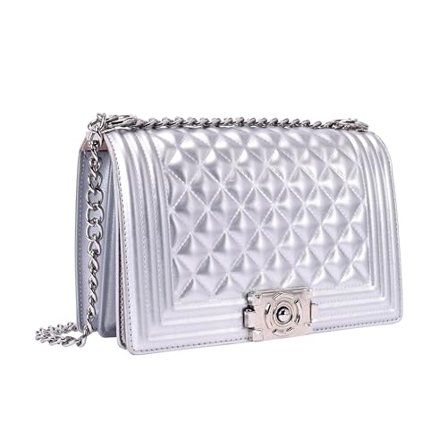 Lino Perros Womens Silver Quilted Shoulder Bag - Image 2