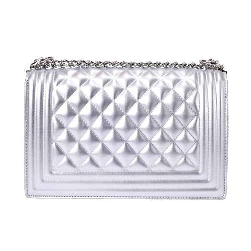 Lino Perros Womens Silver Quilted Shoulder Bag - Image 4