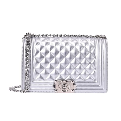 Lino Perros Womens Silver Quilted Shoulder Bag - Image 1
