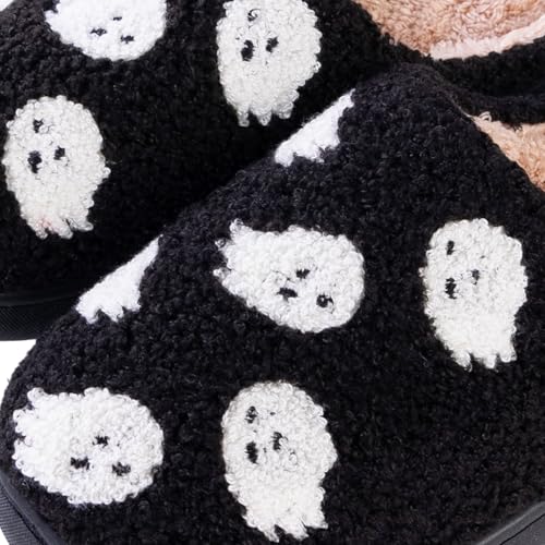 Tellrain Ghost Slippers Women Adults Halloween Fun Spooky House Fuzzy Slipper Unisex Comfy Soft Cozy Men Shoes Bedroom Cutest Cookie - Image 5