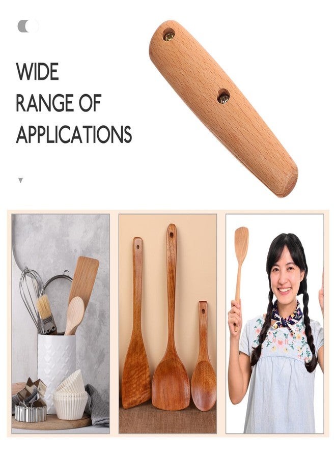 Alipis Solid Wood Spatula Handle Replacement 4.33 Inch Anti-Scald Kitchen Utensil Handle with Ergonomic Grip for Cooking and Baking - Image 2