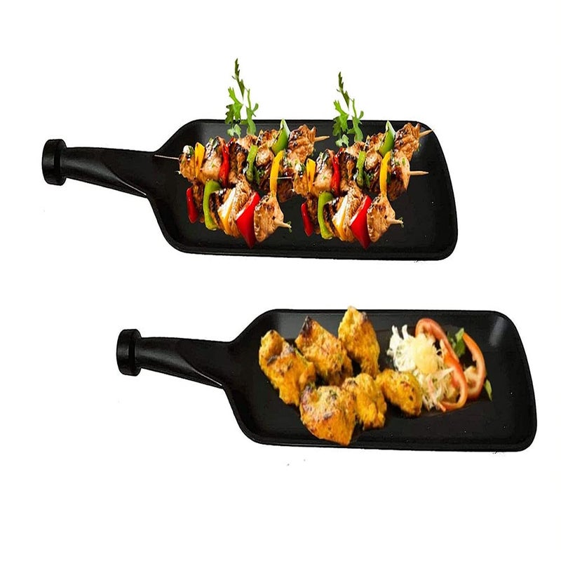 ZIDO (Pack of 8 Multipurpose Serving Platter (4 Bat Shape Platter with 4 Dip Bowl) for All Types of Snacks Like Momos, Spring roll, Chaap, Chilli Potato, Pasta, Tandoori Items etc - Image 3