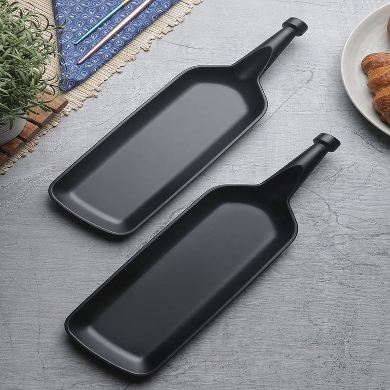 ZIDO (Pack of 8 Multipurpose Serving Platter (4 Bat Shape Platter with 4 Dip Bowl) for All Types of Snacks Like Momos, Spring roll, Chaap, Chilli Potato, Pasta, Tandoori Items etc - Image 5