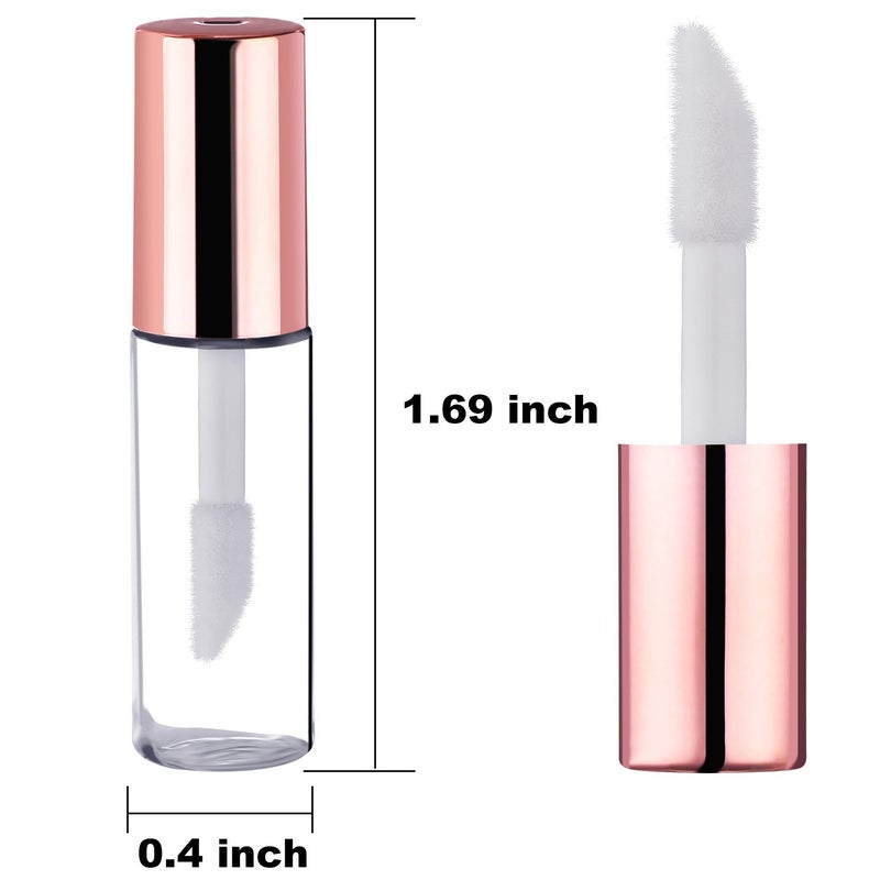Pangda 25 عبوة أنابيب فارغة لملمع الشفاه، زجاجات صغيرة قابلة لإعادة التعبئة لبالم الشفاه مع إدخالات مطاطية وقطارات نقل لعينات الشفاه للسفر والشحن المنفصل ودي آي واي مكياج (1.2 مل، ذهب وردي) - Image 3