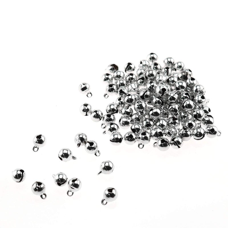 ZZHXSM ZZHXSM 14Inch Jingle Bell 100PCS 6mm Small Silver Aluminium Alloy Bells for DIY Bracelet Anklets Necklace Knitting Jewelry Making 