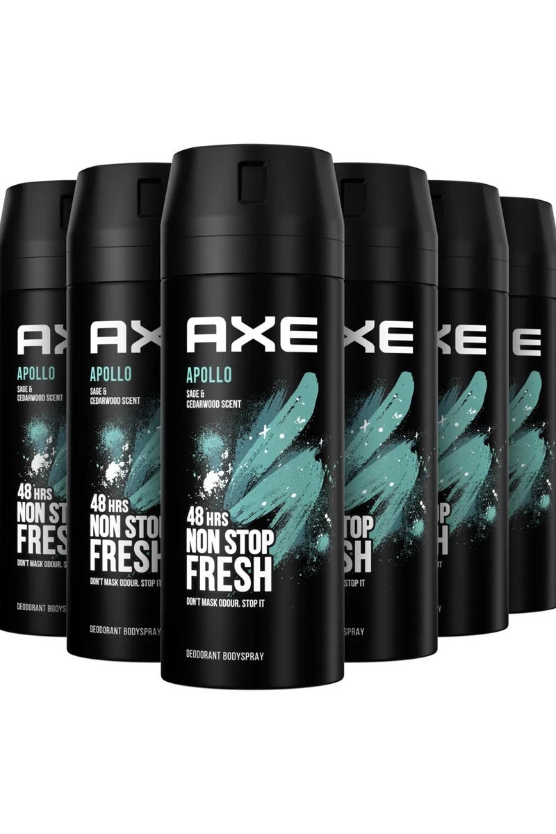 أكس مزيل عرق بخاخ للجسم من أكس أبولو، 6 عبوات × 150 مل - Image 1