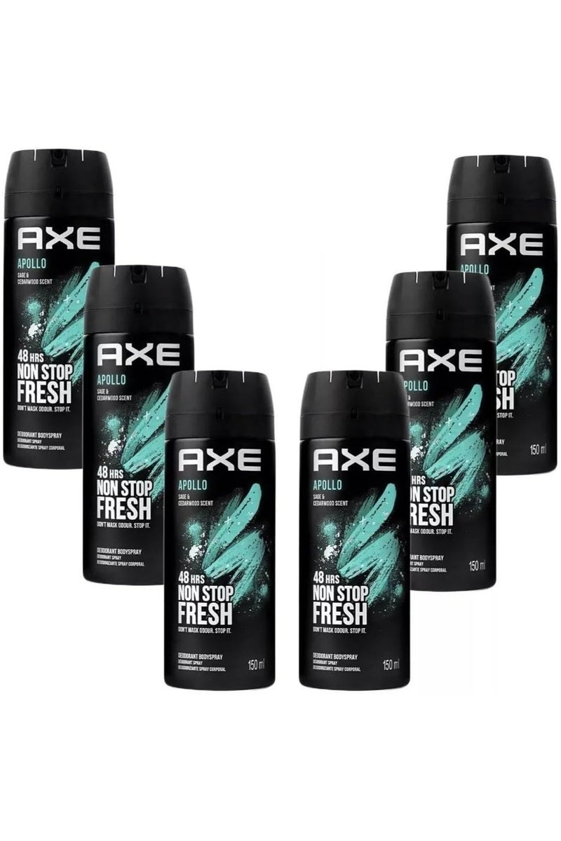 أكس مزيل عرق بخاخ للجسم من أكس أبولو، 6 عبوات × 150 مل - Image 2