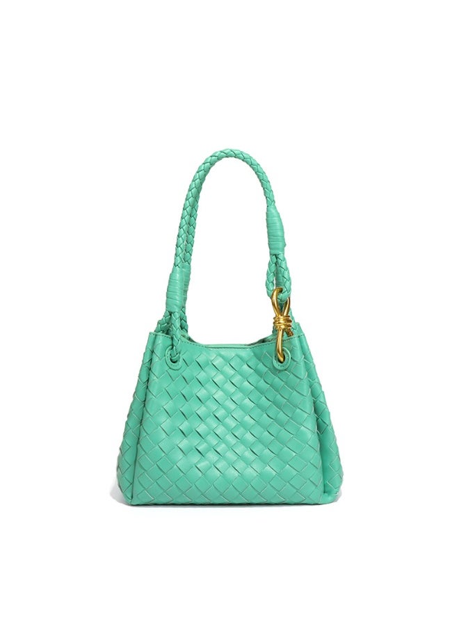 NIBEMINENT - Women's Hand-woven British Style Drop Umbrella Bag Summer Metal Cord Buckle Single Shoulder Crossbody Bag Basket Tote Bag - Image 1