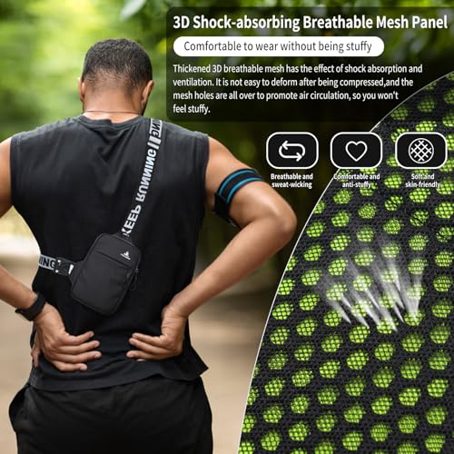 Peicees Mini Crossbody Sling Bag Chest Bag Dual Pocket Water Resistant Fanny Pack Running Phone Holder for Men Women Workout Travel, Black - Image 2