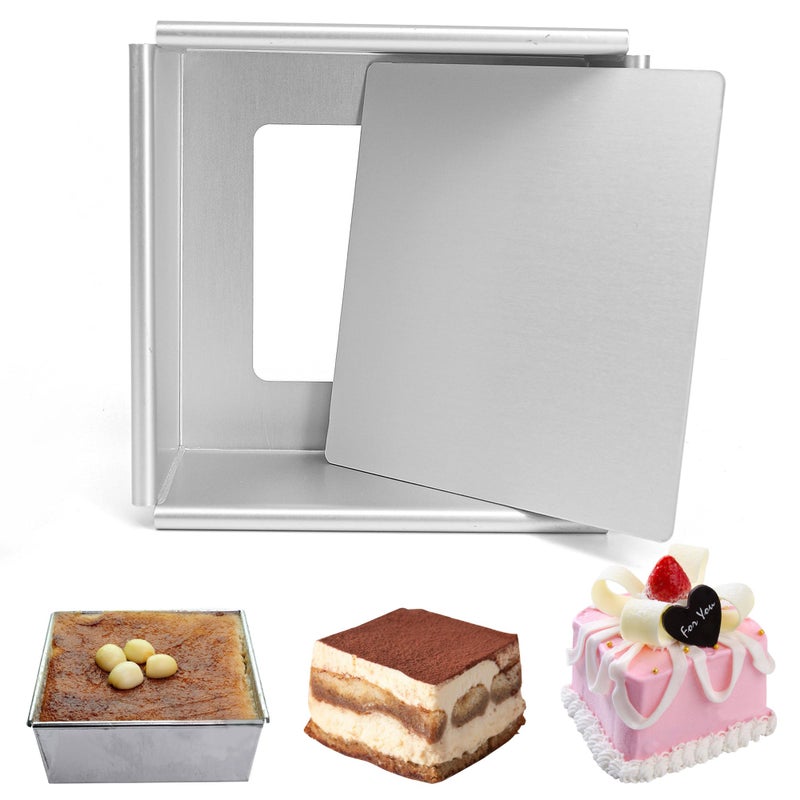 4 Inch Square Aluminum Cheesecake Pan with Removable Loose Bottom for Baking Cake Mold Bakeware 44 x 44 x 2