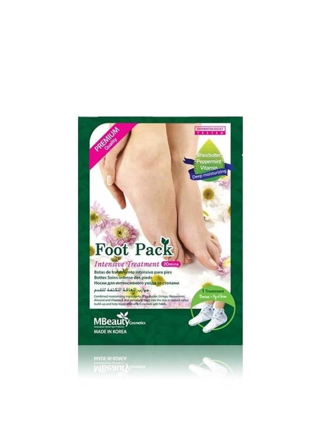MBeauty Foot Care Packet, Intensive Treatment for Softening Cracked and Split Heels, Single Use Moisturizing Socks Or Booties, Infused With Natural Ingredients, Pack of 1  - Image 1