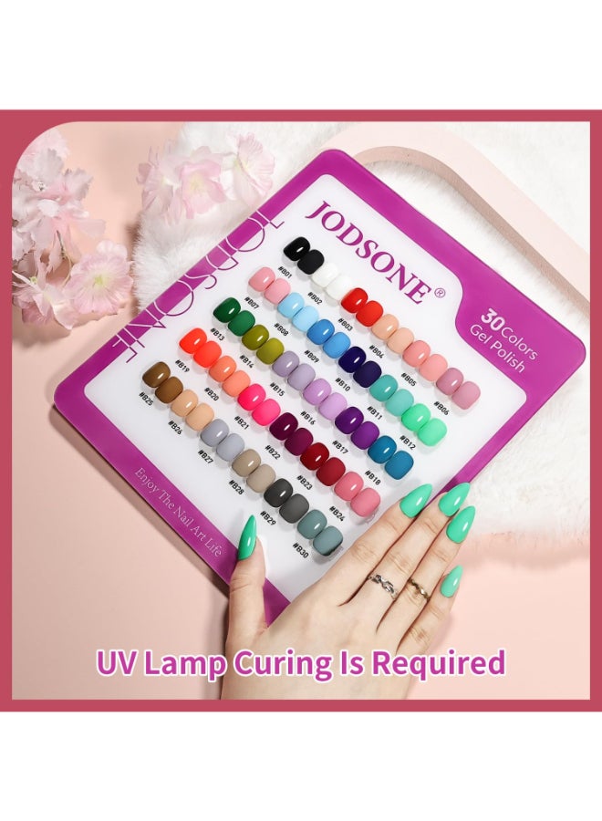 JODSONE 30 Colors Gel Nail Polish Set Same Color Same Bottles 6 PCS of Functional Gel Polish - Image 4