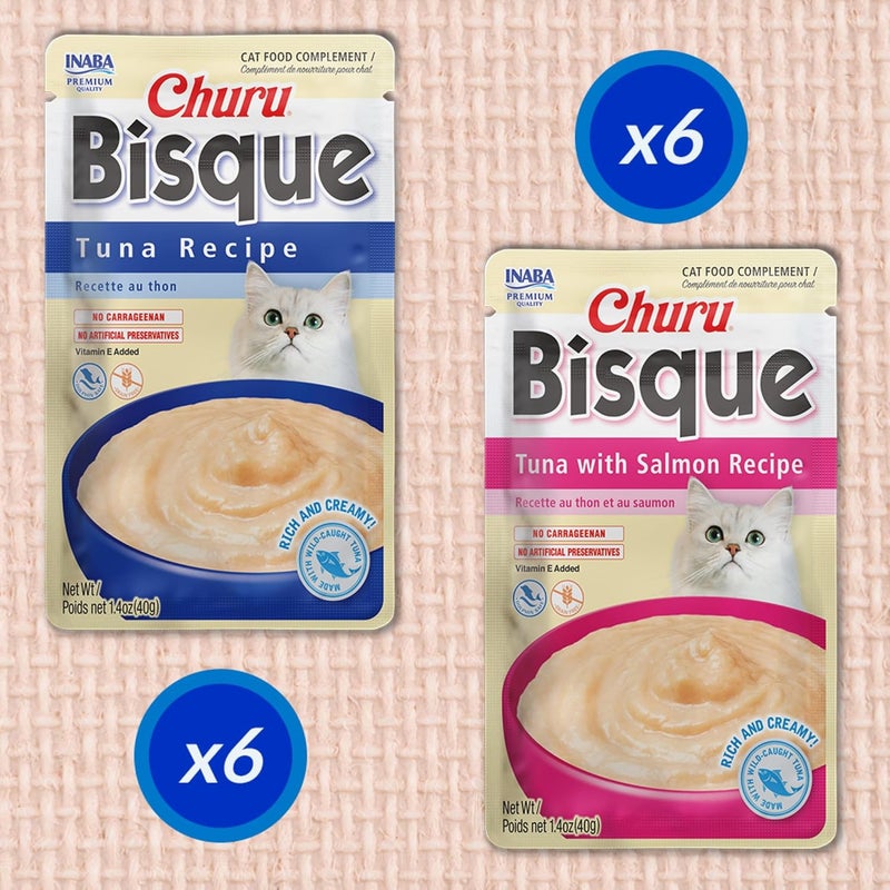 INABA Churu Bisque for Cats, Creamy Lickable Purée Side Dish with Vitamin E, 1.4 Ounces per Pouch, 12 Pouches, Tuna Variety - Image 5