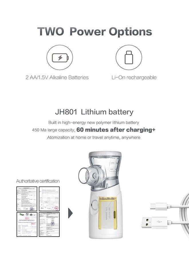جيفت جهاز استنشاق شبكي محمول، مناسب للبالغين والأطفال، جهاز استنشاق قابل لإعادة الشحن، تصميم صغير الحجم للاستخدام المنزلي والخارجي. - Image 4