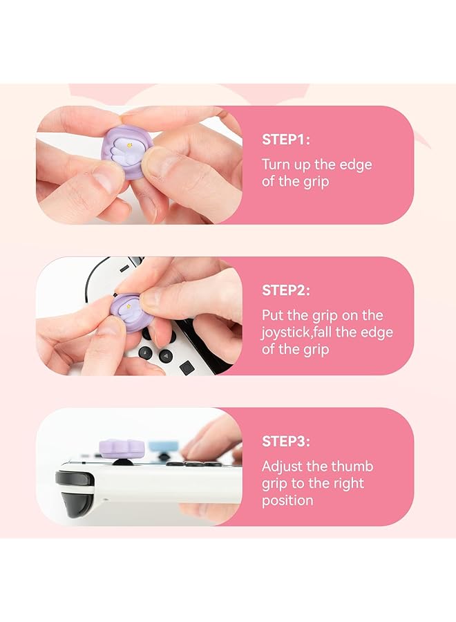 GEEKSHARE Cute Silicone Thumb Grip Caps Joystick Cover Compatible With Switch/Oled/Switch Lite 4Pcs Little Wings - Image 3
