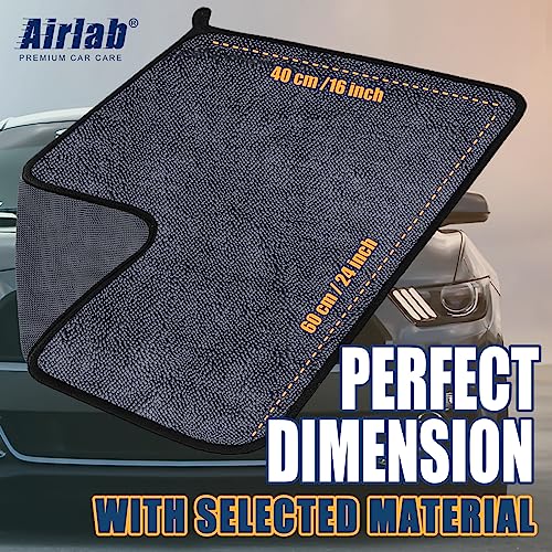 Airlab Microfiber Towels for Cars Wash Drying Towel Detailing Cloth, Ultra Absorbent, Streaks Free, Lint Free Cars, Trucks, SUVs, RVs, Motorcycles, Bath Wipes, 24 x 16 Inch, 600 GSM, Pack of 2, Light Grey - Image 3