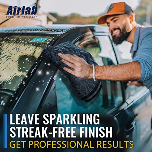 Airlab Microfiber Towels for Cars Wash Drying Towel Detailing Cloth, Ultra Absorbent, Streaks Free, Lint Free Cars, Trucks, SUVs, RVs, Motorcycles, Bath Wipes, 24 x 16 Inch, 600 GSM, Pack of 2, Light Grey - Image 5