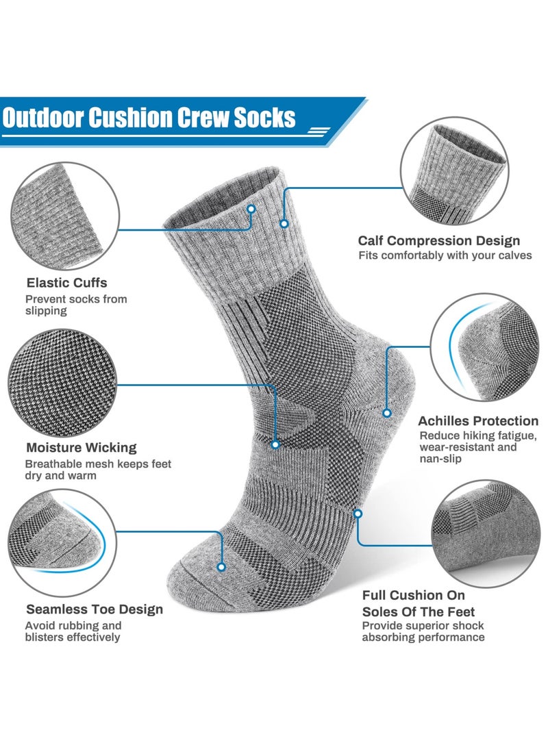 SYOSI 3 Pairs of Merino Wool Socks, Winter Merino Warm Socks for Men and Women, Breathable Warm Cotton Socks for Hiking, Running, Skiing, Middle Length Moisture Wicking (Grey) - Image 2