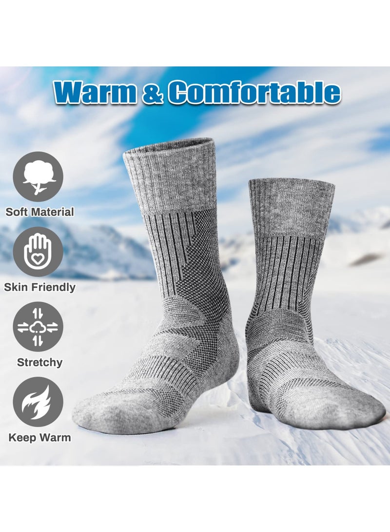 SYOSI 3 Pairs of Merino Wool Socks, Winter Merino Warm Socks for Men and Women, Breathable Warm Cotton Socks for Hiking, Running, Skiing, Middle Length Moisture Wicking (Grey) - Image 3