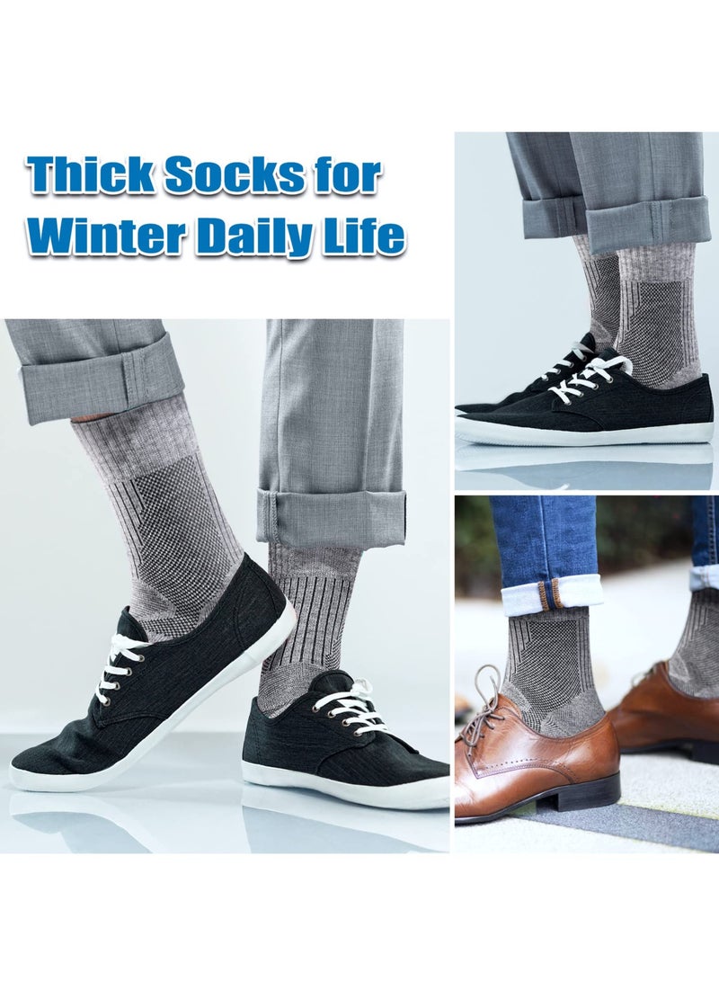 SYOSI 3 Pairs of Merino Wool Socks, Winter Merino Warm Socks for Men and Women, Breathable Warm Cotton Socks for Hiking, Running, Skiing, Middle Length Moisture Wicking (Grey) - Image 4