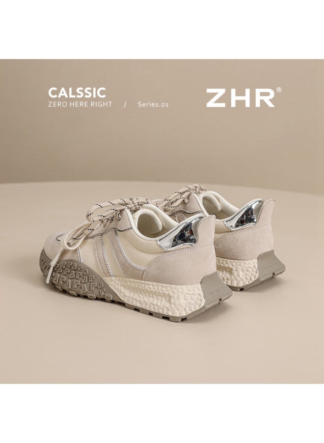Zhr Women's Casual Shoes, New Soft-soled Student Sneakers, Fashionable Thick-soled Training Shoes For Women, Ks110, Beige, Size 38 - Image 2
