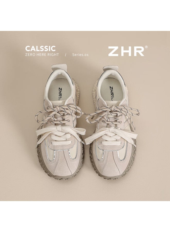 Zhr Women's Casual Shoes, New Soft-soled Student Sneakers, Fashionable Thick-soled Training Shoes For Women, Ks110, Beige, Size 38 - Image 3