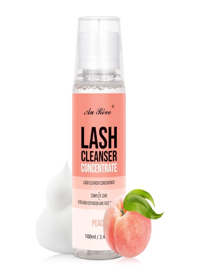 AuReve Lash Shampoo Concentrate 100 ml/3.4 fl.oz Lash Cleanser Concentrate Oil Free Eyelash Extension Shampoo for Salon Home Eyelash Care-Can Make 20 bottles of 60ml Lash Shampoo,Peach - Image 1