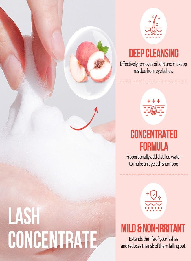 AuReve Lash Shampoo Concentrate 100 ml/3.4 fl.oz Lash Cleanser Concentrate Oil Free Eyelash Extension Shampoo for Salon Home Eyelash Care-Can Make 20 bottles of 60ml Lash Shampoo,Peach - Image 3