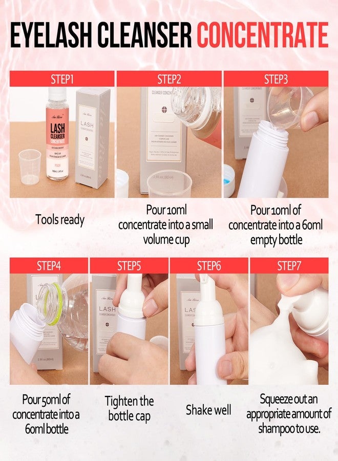 AuReve Lash Shampoo Concentrate 100 ml/3.4 fl.oz Lash Cleanser Concentrate Oil Free Eyelash Extension Shampoo for Salon Home Eyelash Care-Can Make 20 bottles of 60ml Lash Shampoo,Peach - Image 5