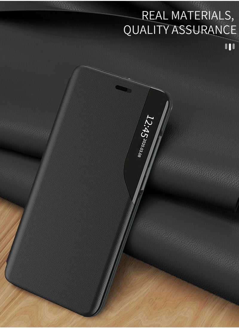 Wtech Leather And Foldable Mirror Kickstand Case Cover For Apple iPhone 14 Pro Max Black  - Image 4