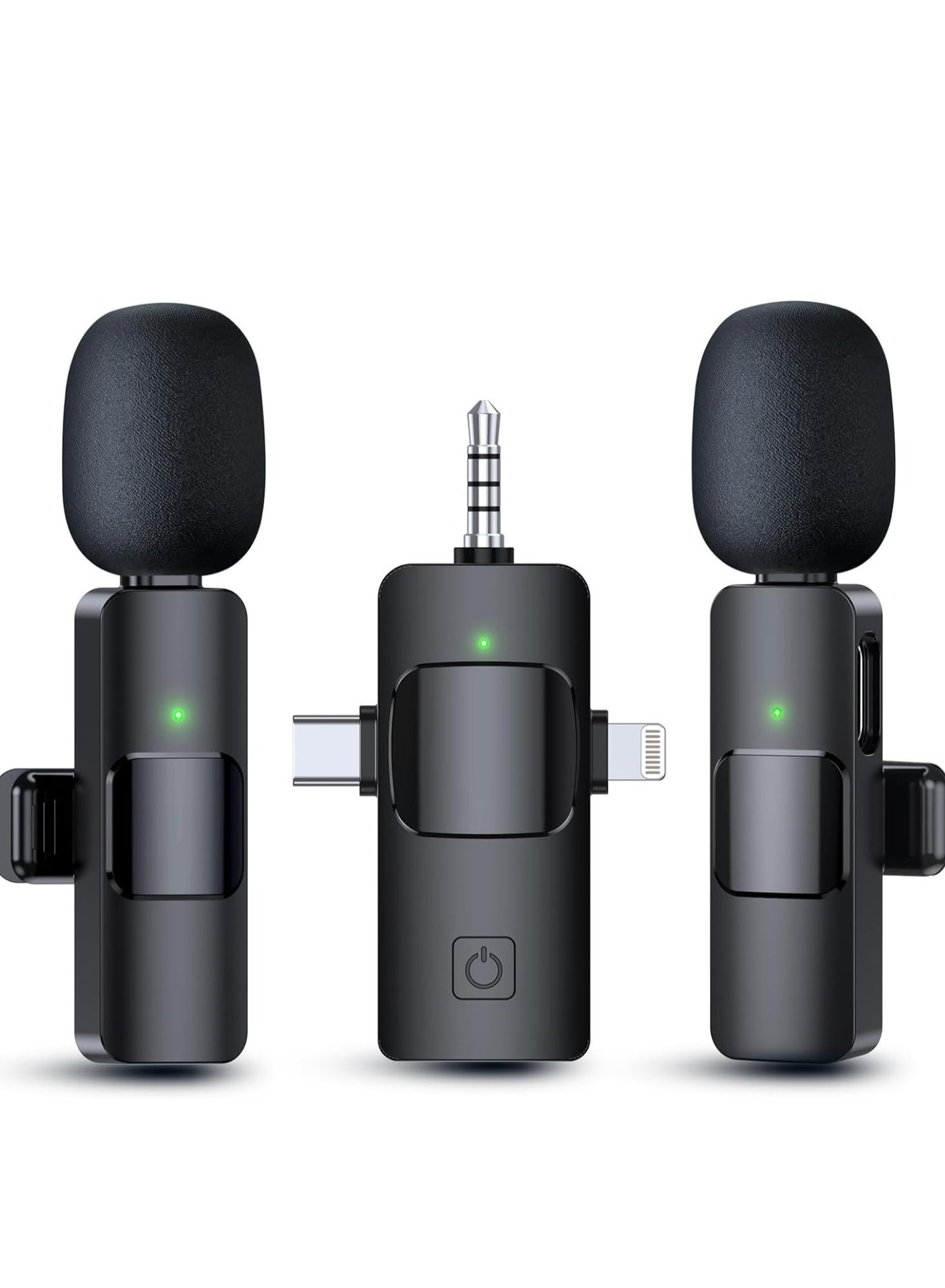 3 in 1 Wireless Microphone for iPhone, Android, Camera, USB-C Microphone, Wireless Lavalier Microphone, Mini Microphone, Noise Canceling Lapel Mic for Interview Video Podcast Vlog YouTube