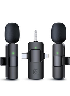 General 3 in 1 Wireless Microphone for iPhone, Android, Camera, USB-C Microphone, Wireless Lavalier Microphone, Mini Microphone, Noise Canceling Lapel Mic for Interview Video Podcast Vlog YouTube  - Image 1