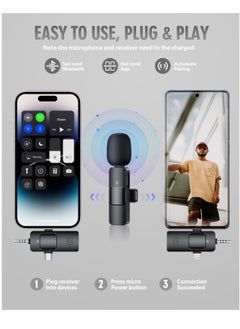 General 3 in 1 Wireless Microphone for iPhone, Android, Camera, USB-C Microphone, Wireless Lavalier Microphone, Mini Microphone, Noise Canceling Lapel Mic for Interview Video Podcast Vlog YouTube  - Image 2