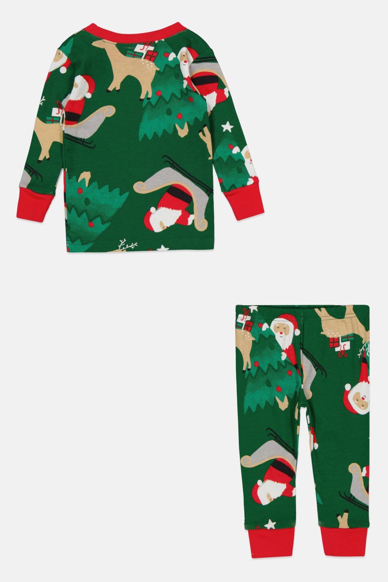 carter's Toddlers Boy 2 Pieces Allover Print Top And Bottom Pajama Set, Green - Image 2